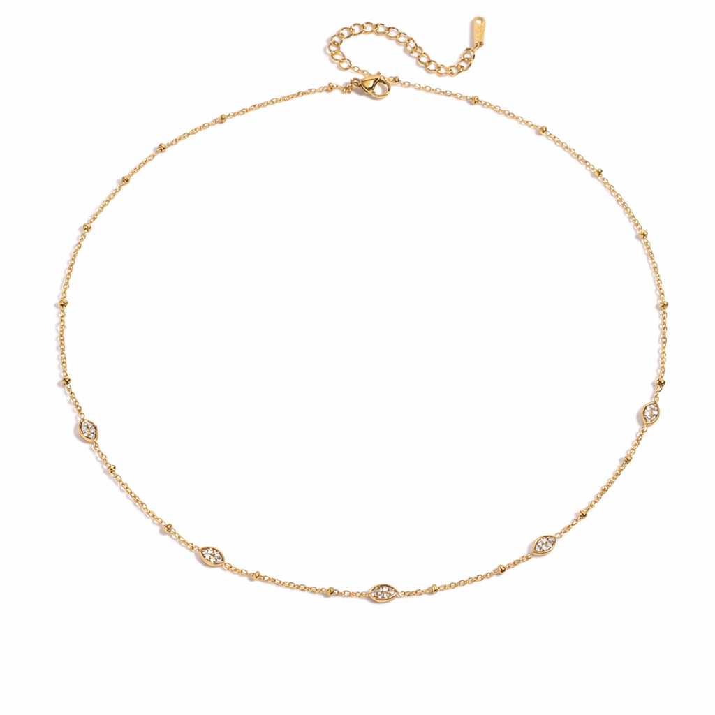 18K Dainty Marquise CZ Necklace