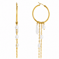 18K Hoop Baroque Pearl Dangle Earrings