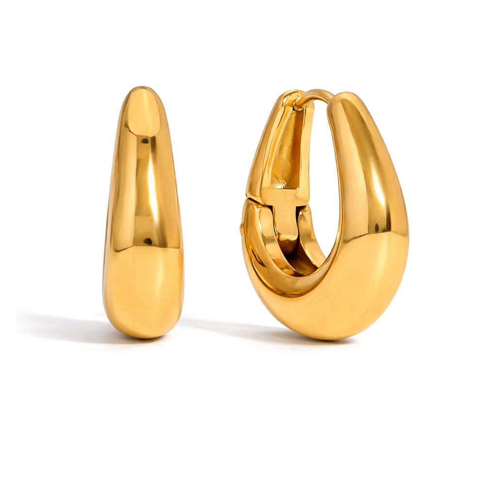 18K Chunky Dome Medium Hoops