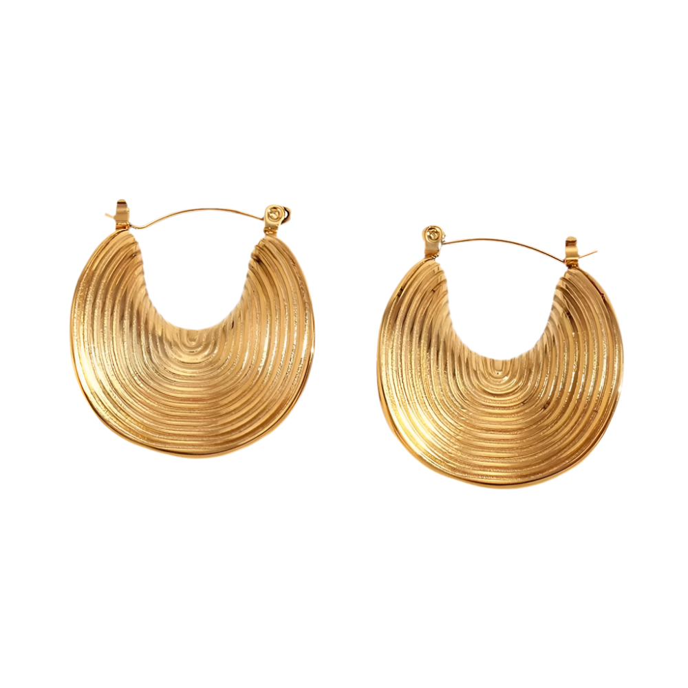 French Striped Statement Hoops in 18K Gold-Plating