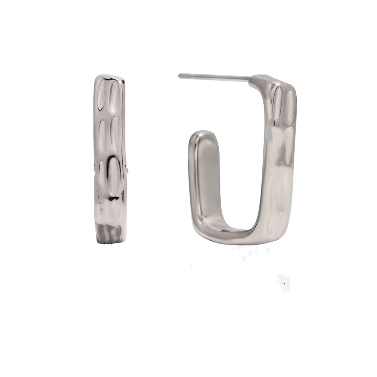 Silver Open Rectangle Mini Hoops