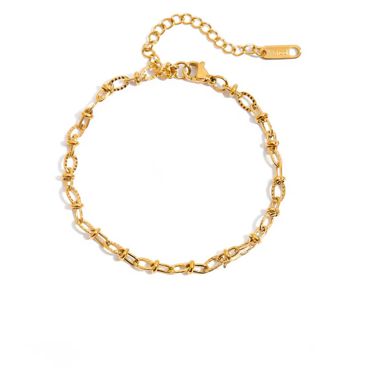 18K Textured Oval Bar Bracelet