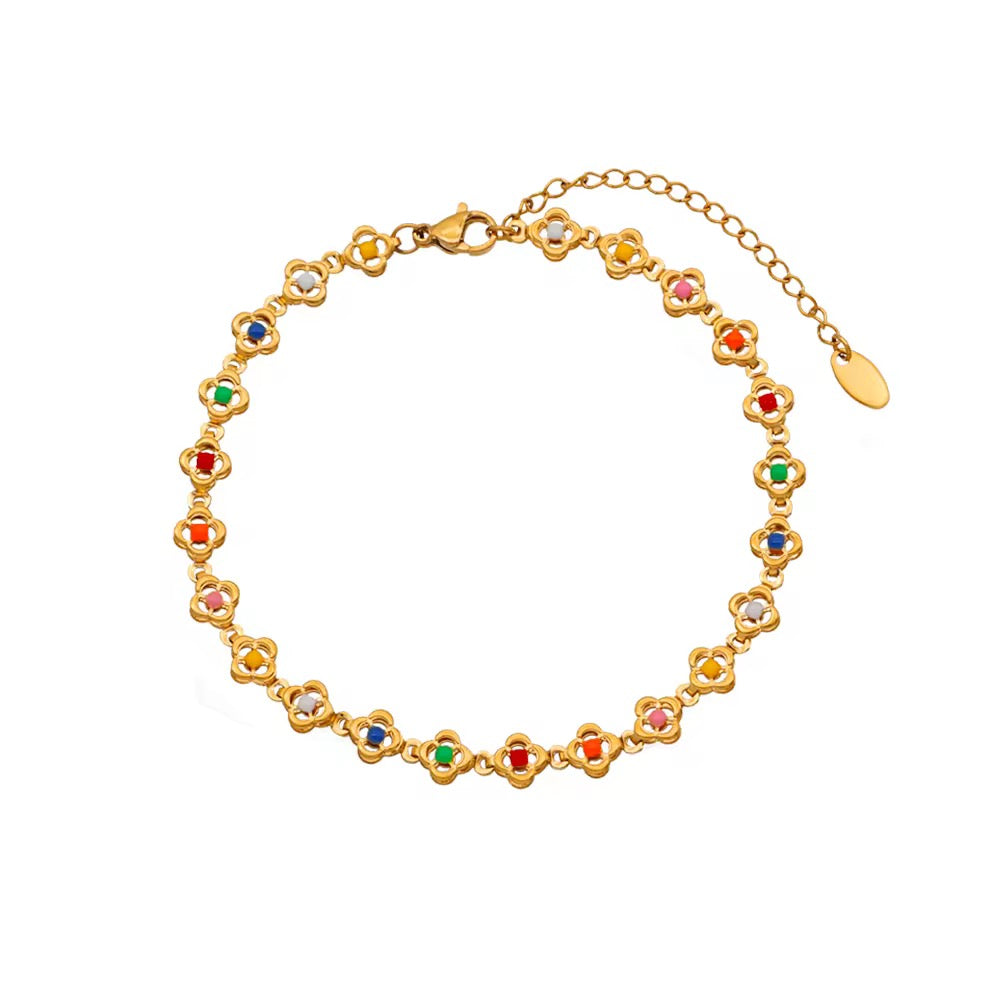18K Multi Colored Clover Bracelet