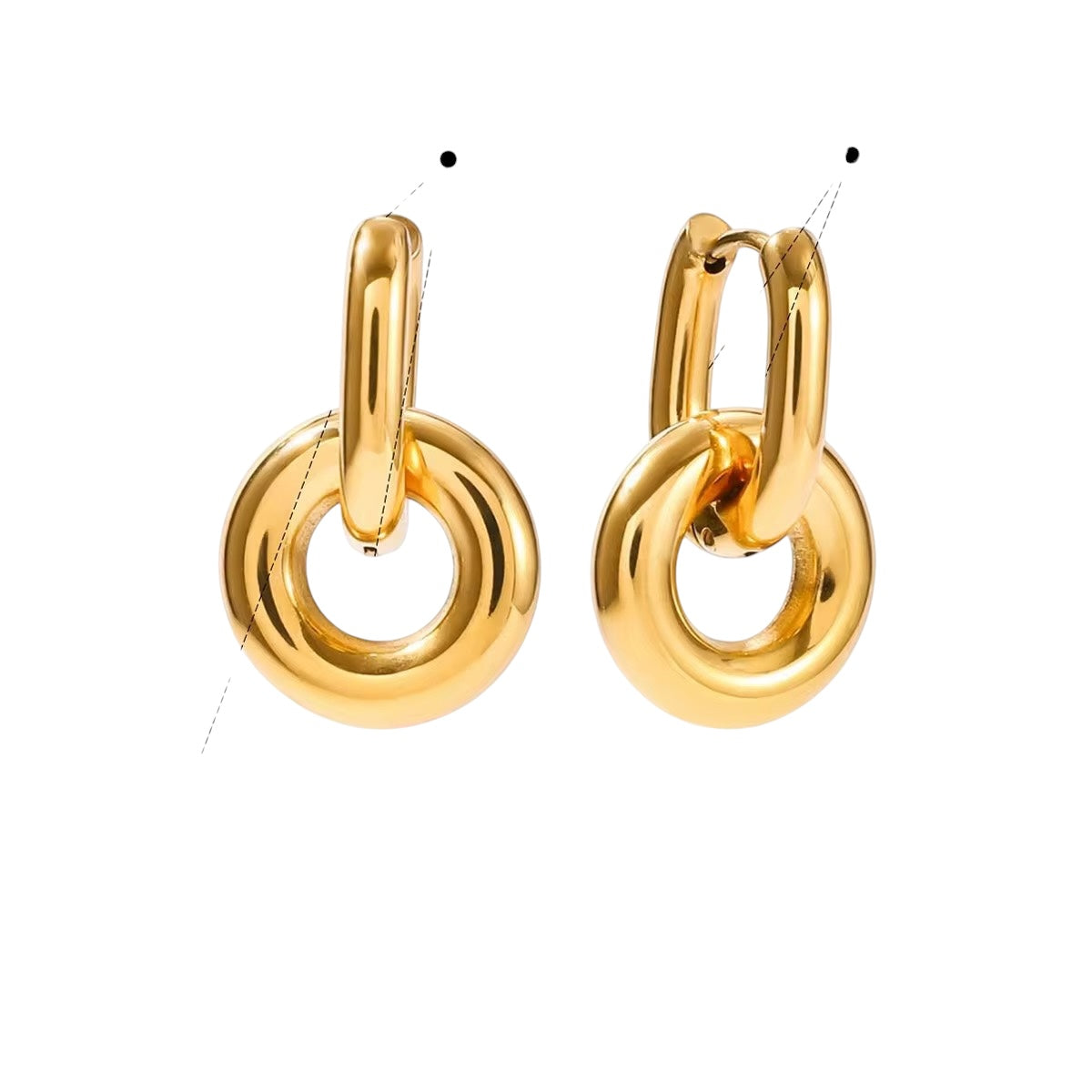 18K Dangle Hoops