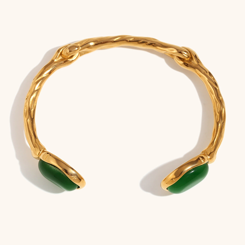 18K Agate Open Bangle