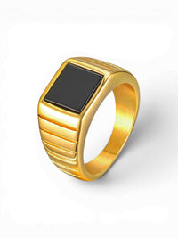 18K Stripe Black Rectangle Ring