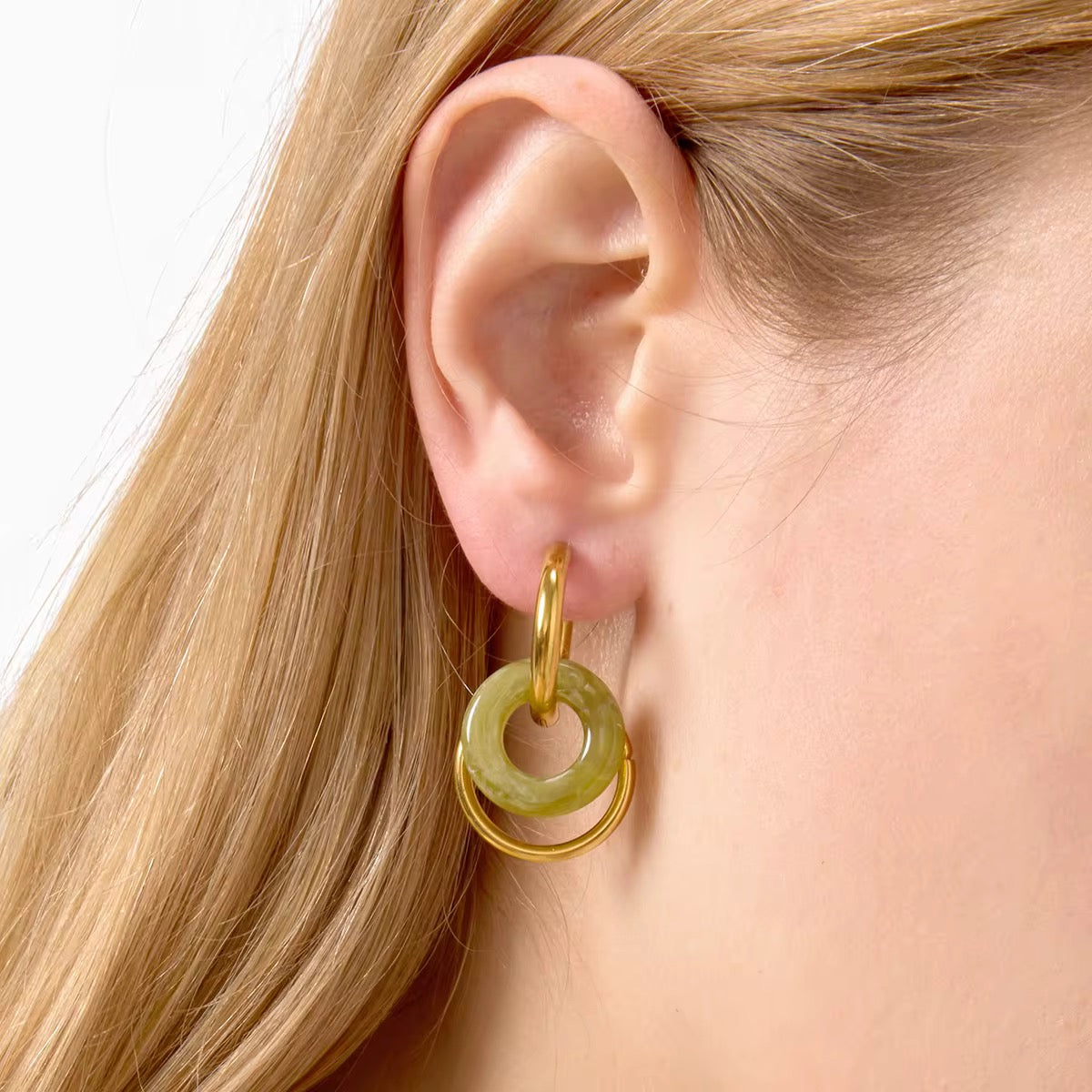18K Jade Ring Hoops