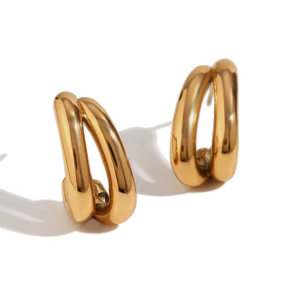 18K Double Layered Bent Studs