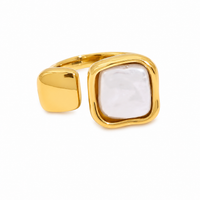 18K Baroque Square Adjustable Ring
