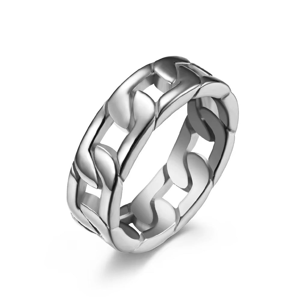 Silver Cable Links Ring