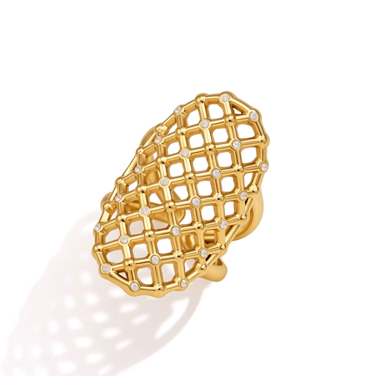 18K Woven CZ Statement Rings