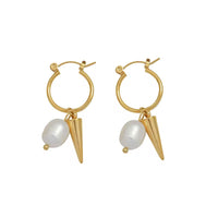 18K Pearl & Cone Mini Hoops