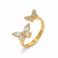 18K Butterfly Duo Adjustable Ring