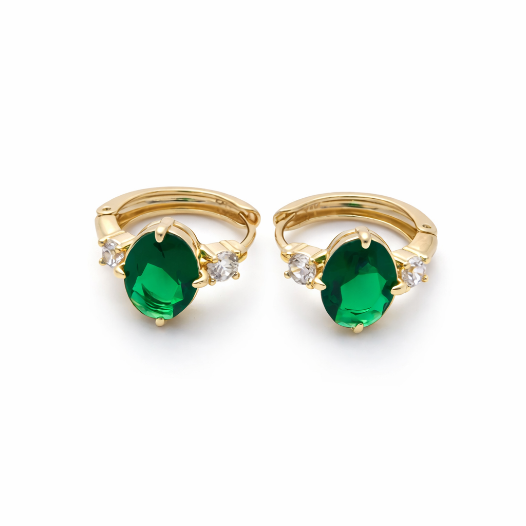 16K Emerald Solitaire Mini Hoops