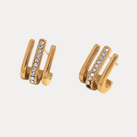 Triple Mini Open Studs in 18K Gold-Plating with Cubic Zirconia