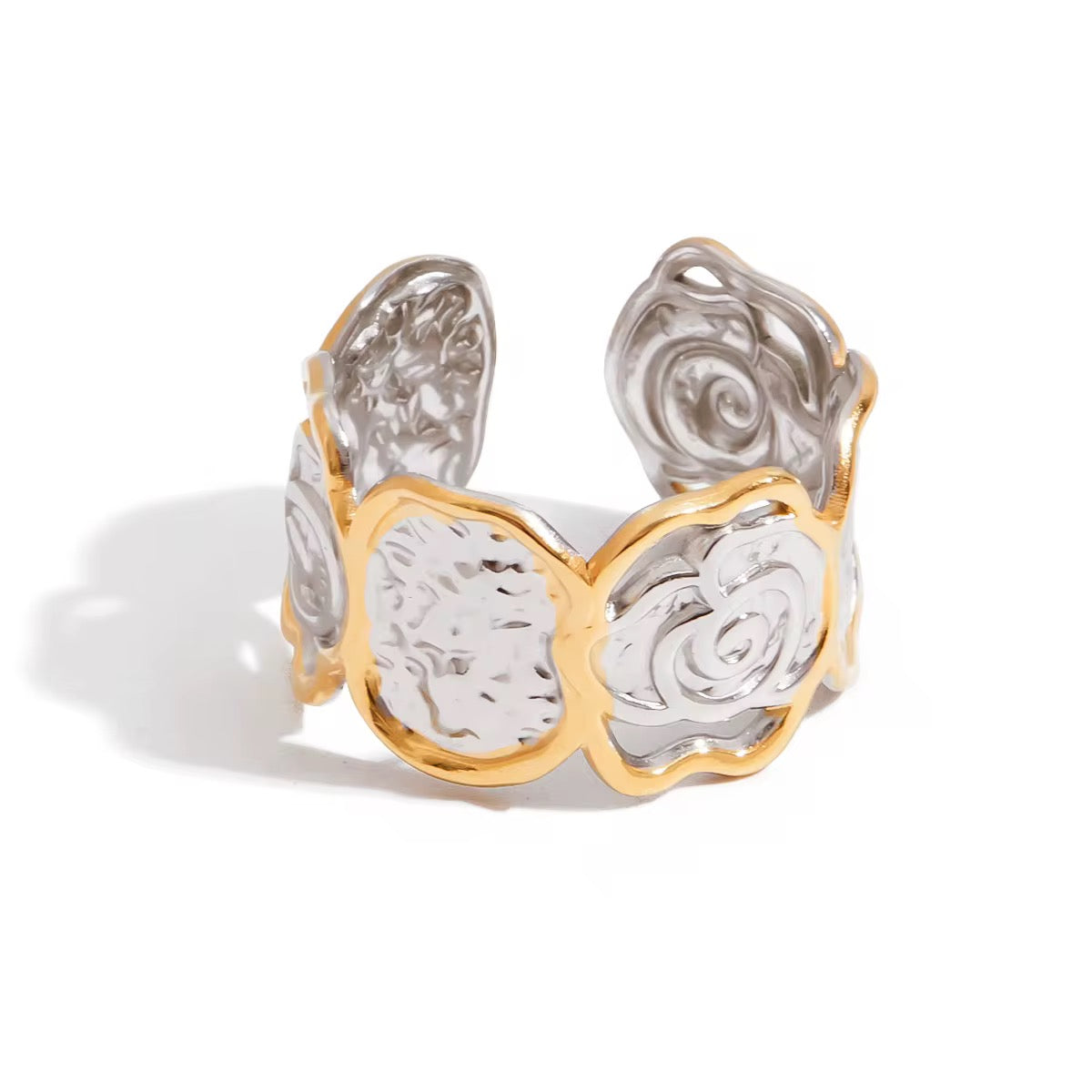 Two Tone Abstract Open Ring