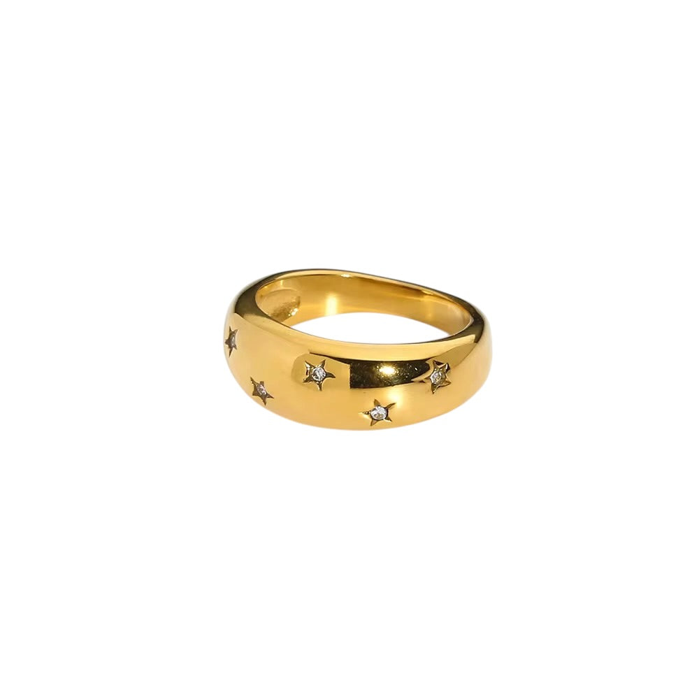 18K Bubble Star CZ Ring