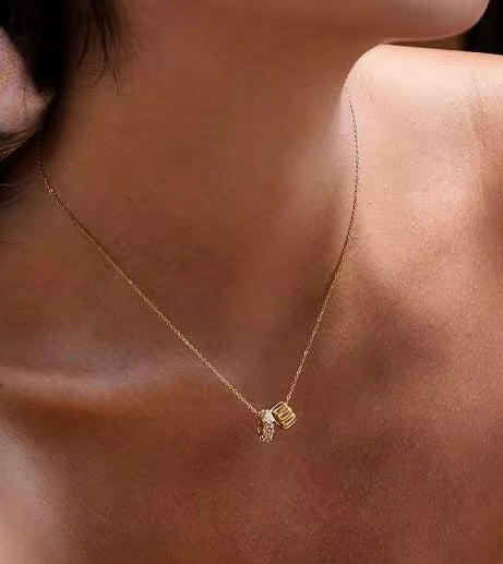 18K 2 Rings Pendant Necklace