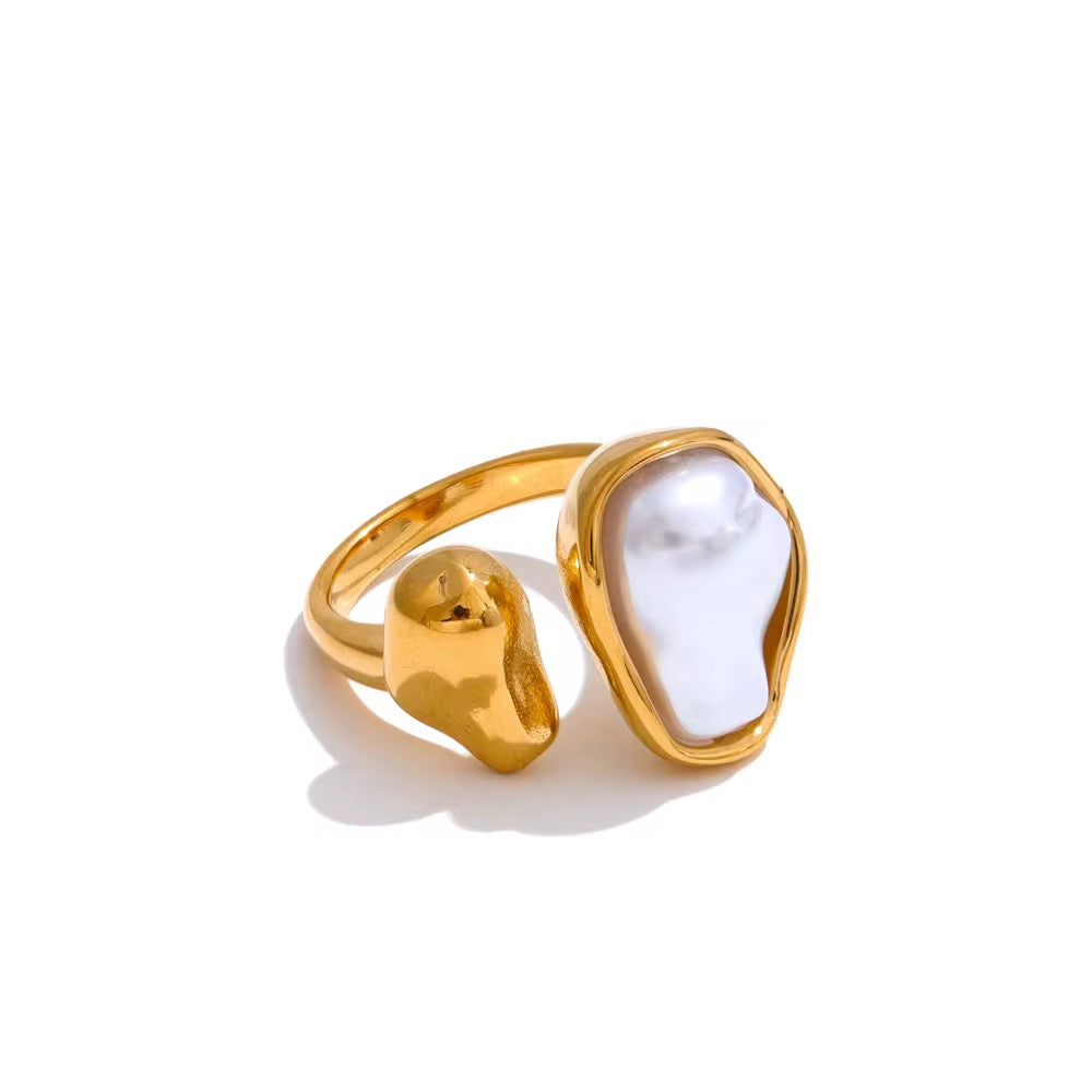 18K Open Baroque Pearl Ring