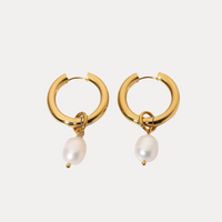 18K Fresh Water Pearl Chunky Classic Hoop