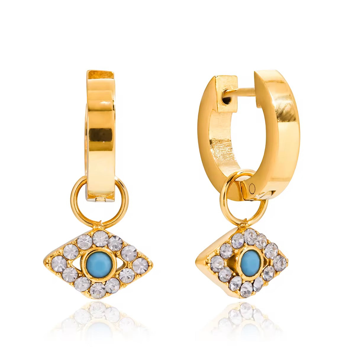 18K Evil Eye 13mm Huggie