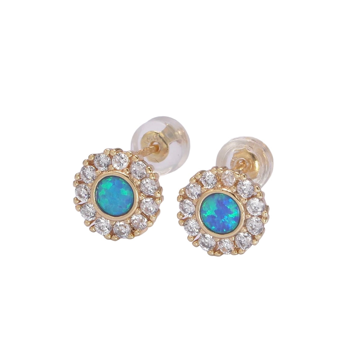 18K Gold Filled Mini Opal Stud Earring, Blue