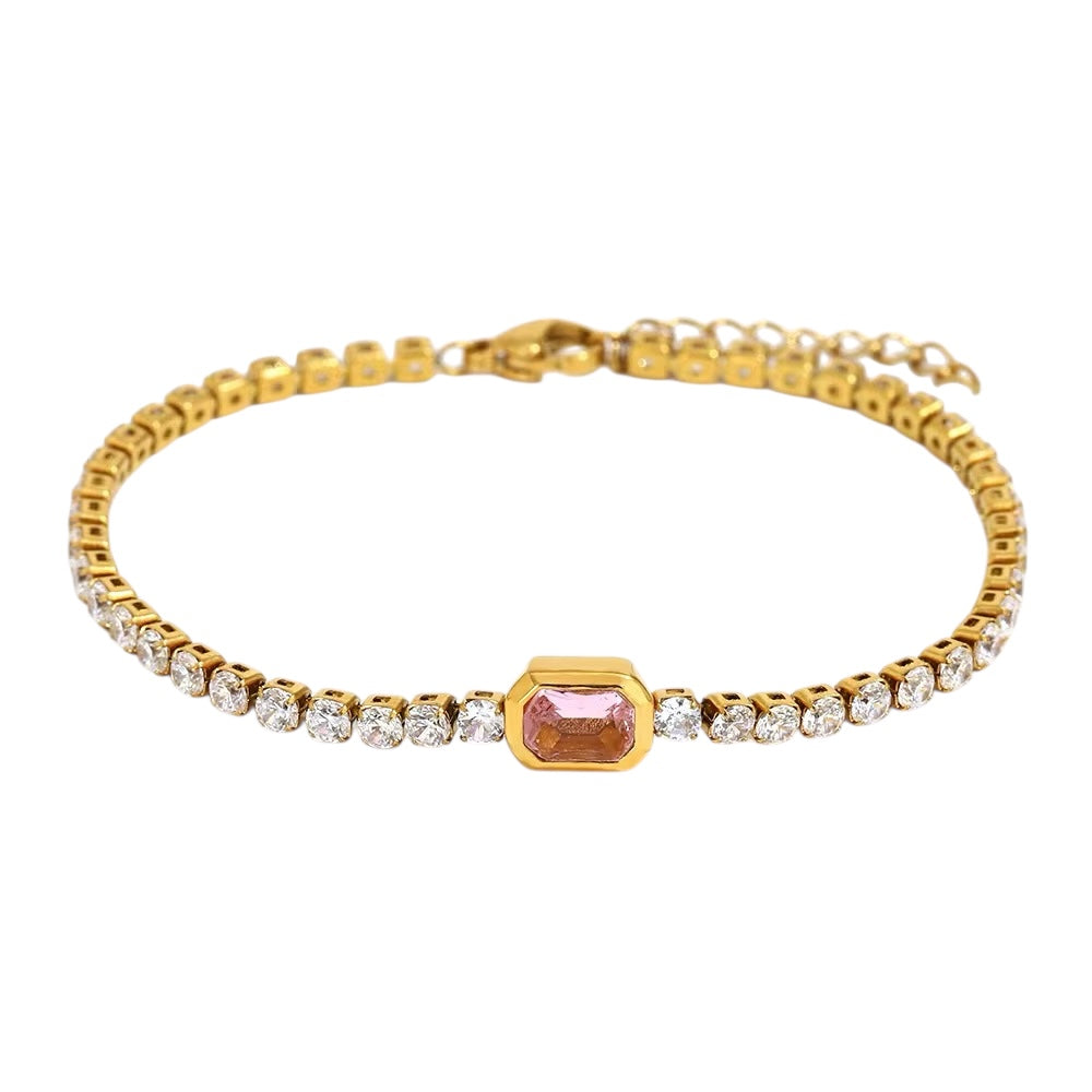 18K Pink Tourmaline Tennis Bracelet