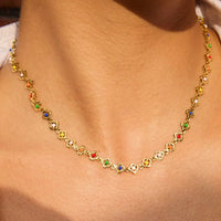 18K Multi Color Clover Necklace