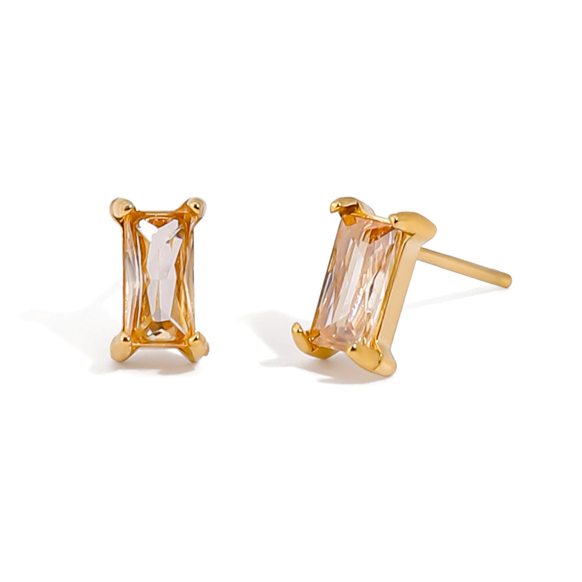 18K Topaz Rectangle Studs