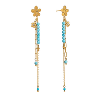 18K Turquoise Flower Dangle