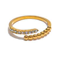 18K Dainty Bubble Bead CZ Open Ring