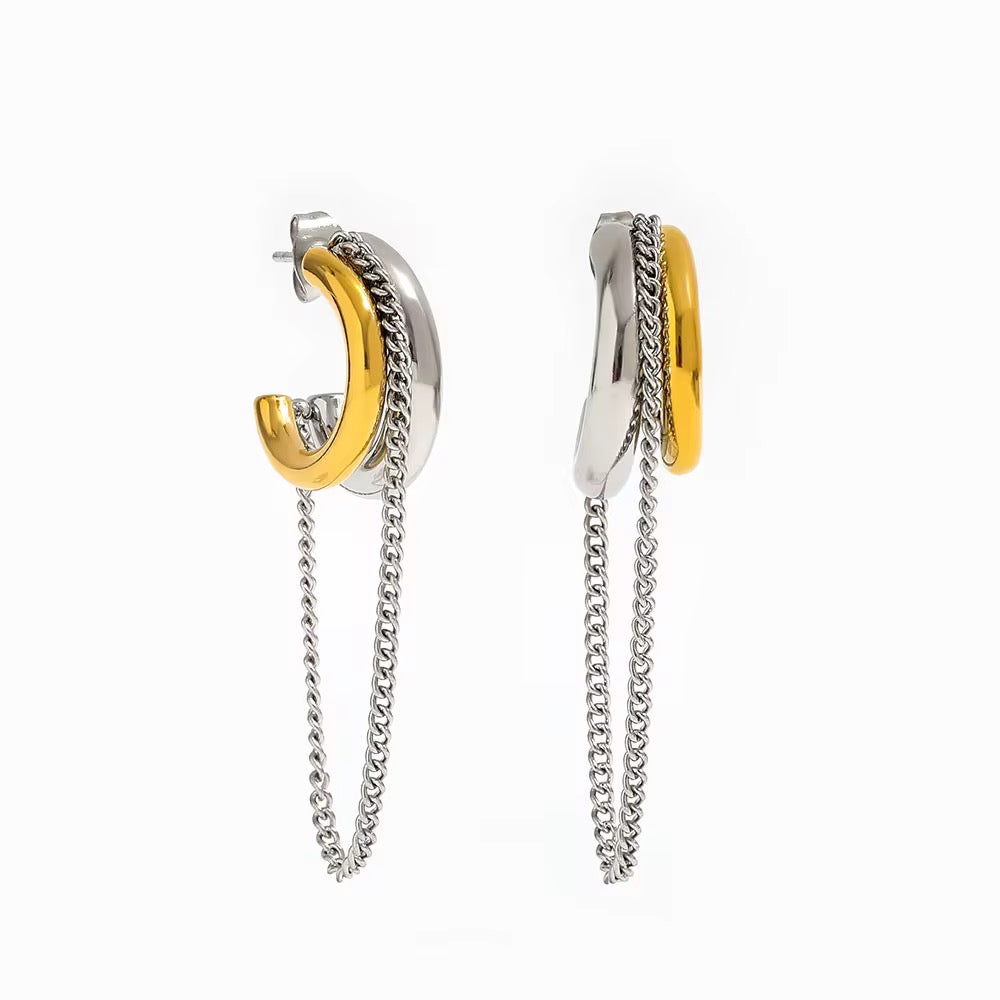 Two Tone Loop Chain C Hoops