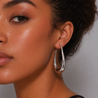 Silver Oversized Statement Open Hoops