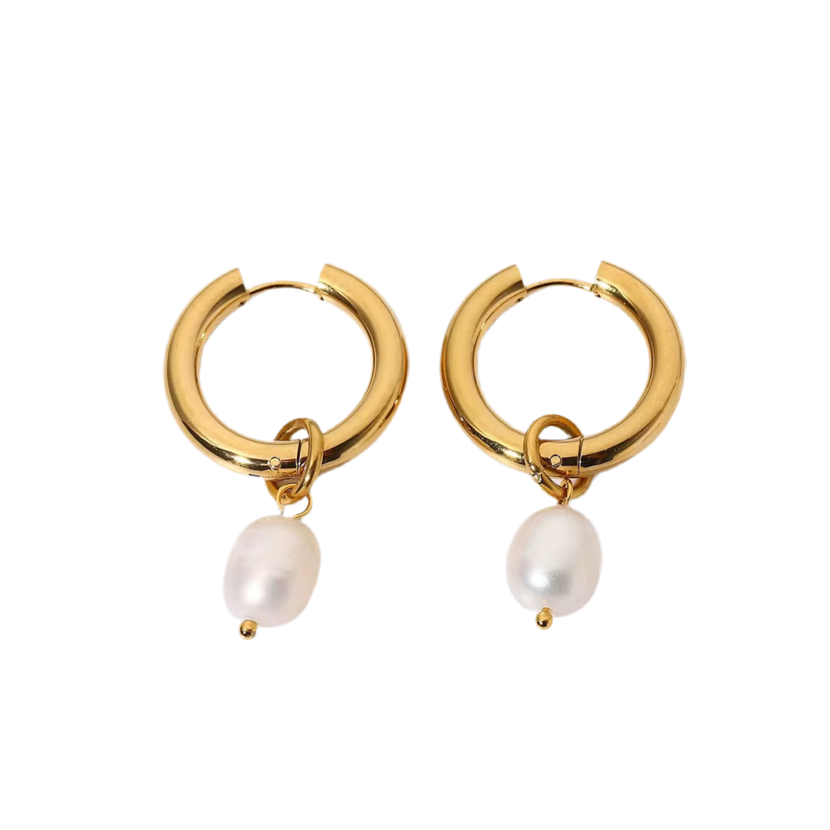 18K Fresh Water Pearl Chunky Classic Hoop