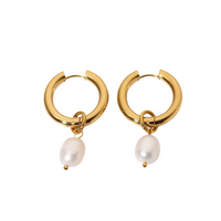 18K Fresh Water Pearl Chunky Classic Hoop