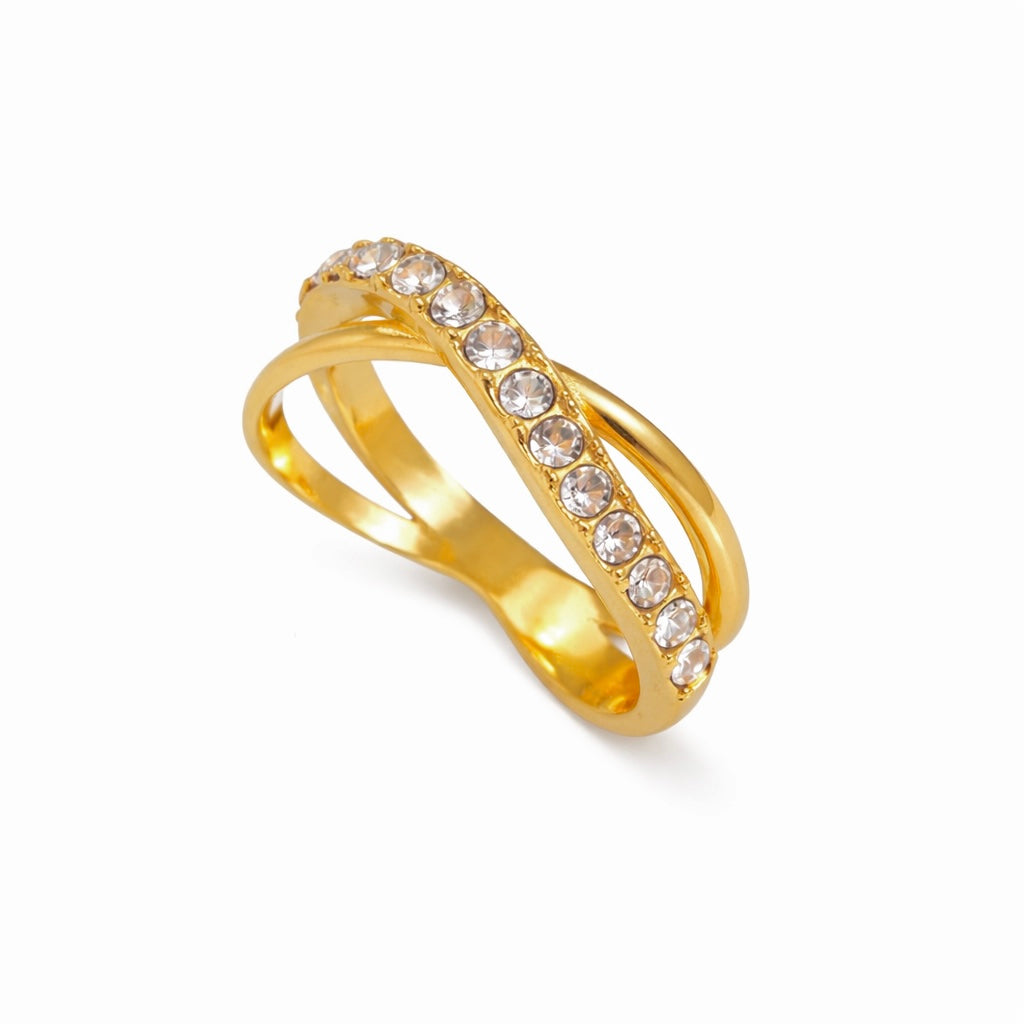 18K Overlapping CZ Ring