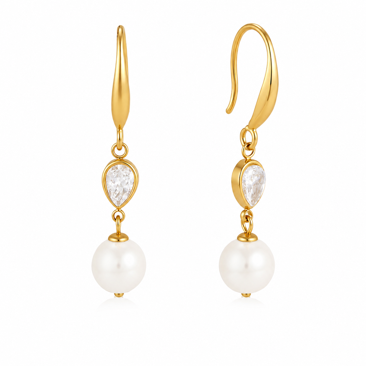18K La Luna Pearl Hook Earrings