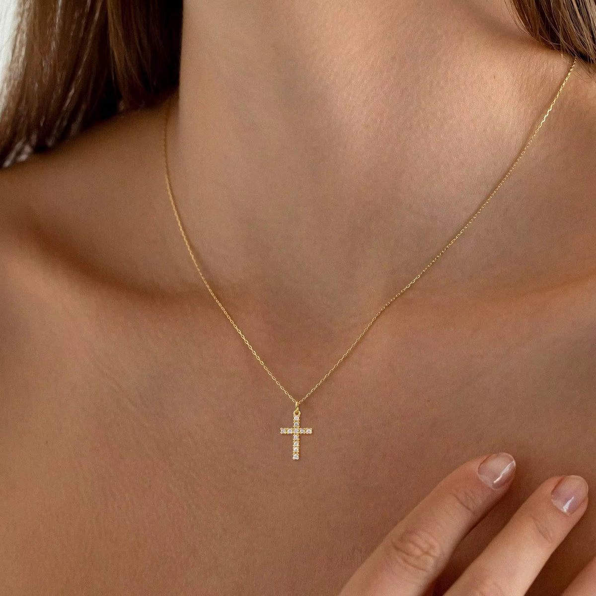 18K Dainty Cross Necklace