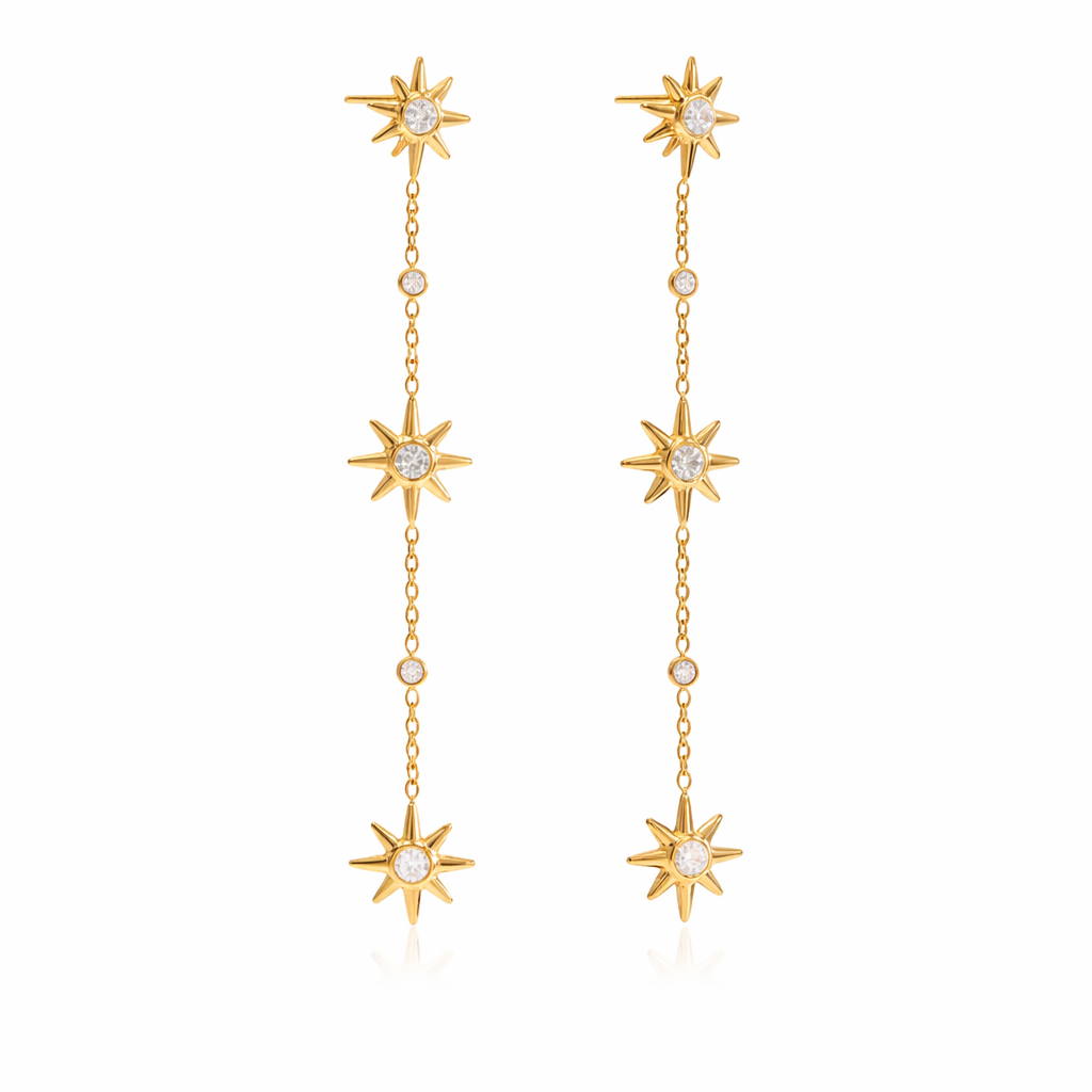 18K Celestial Star Links Dangles