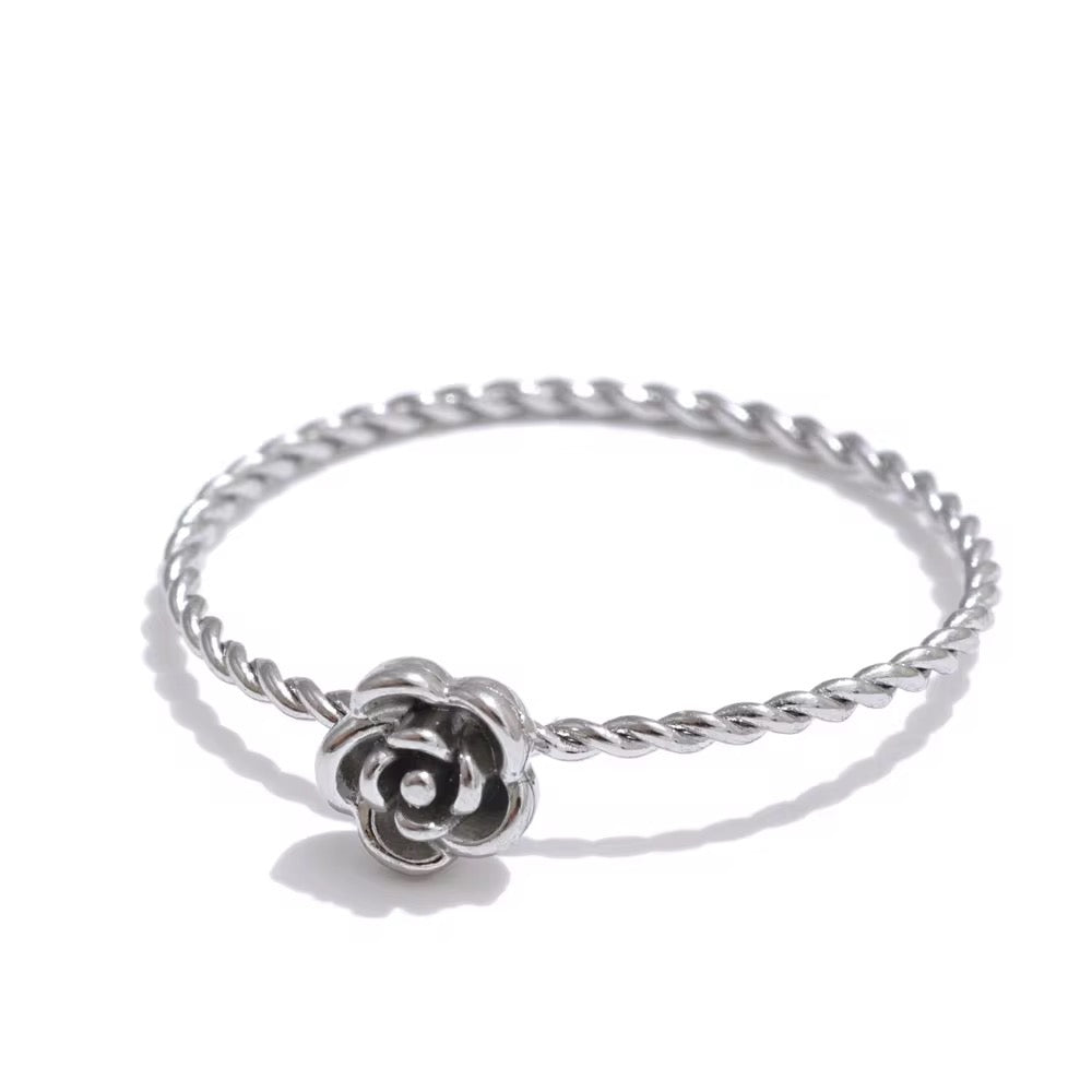 Silver Dainty Rose Ring