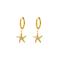 18K Starfish Drops with Cubic Zirconia