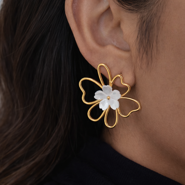 18K Flower Wire Statement Studs