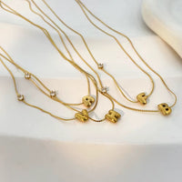 18K Bubble Dainty Initial Necklace