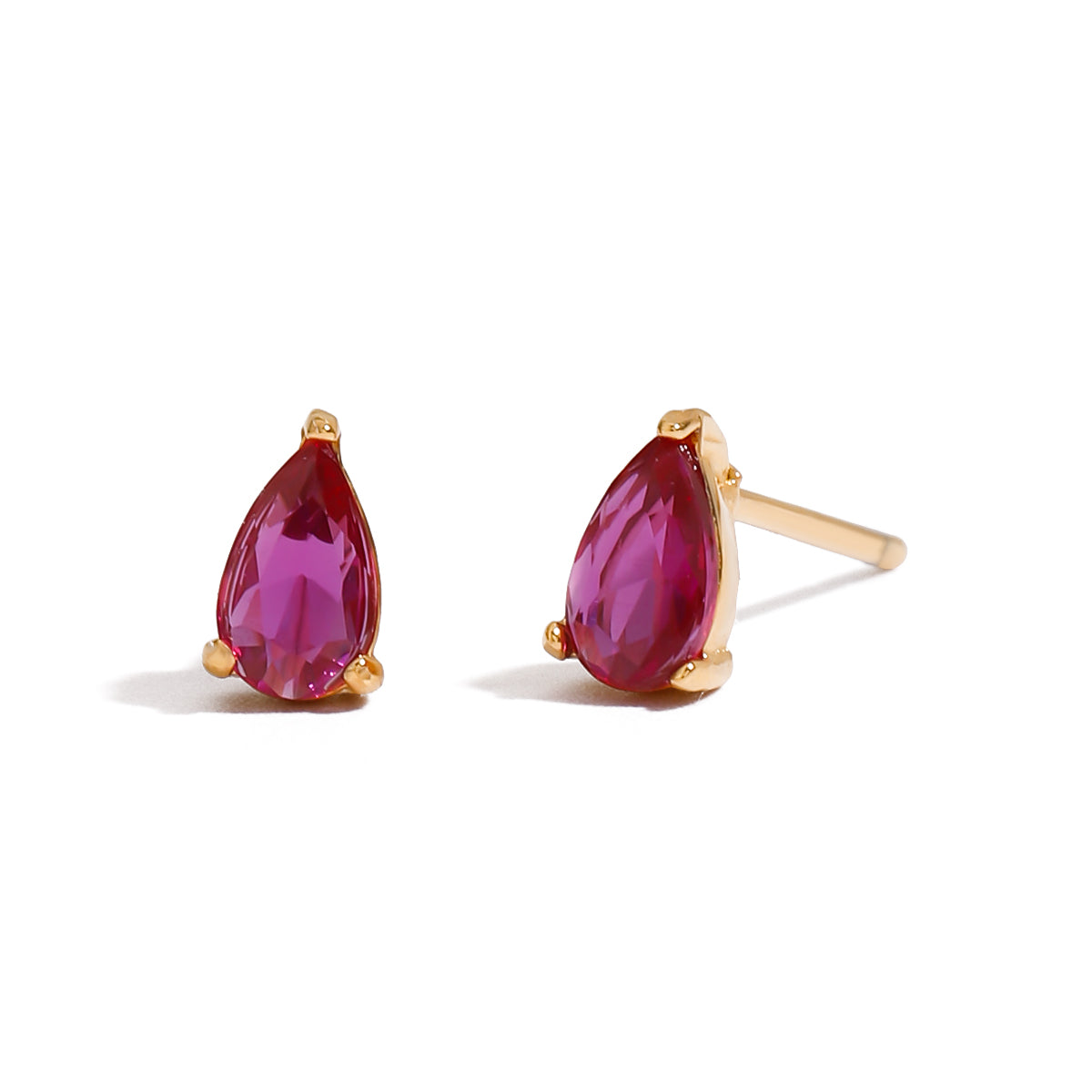 18K Ruby Teardrop Studs
