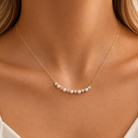 18K Dainty Pearl Bar Necklace