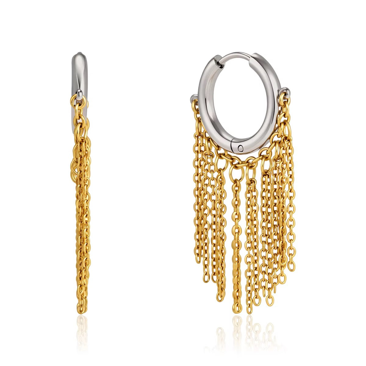 Two Tone Dainty Fringes Hoops