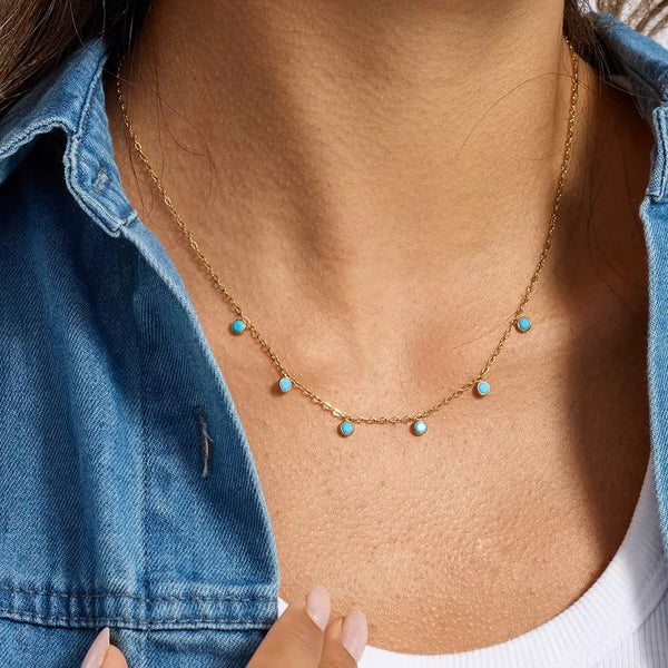 18K Dainty Turquoise Charm Necklace