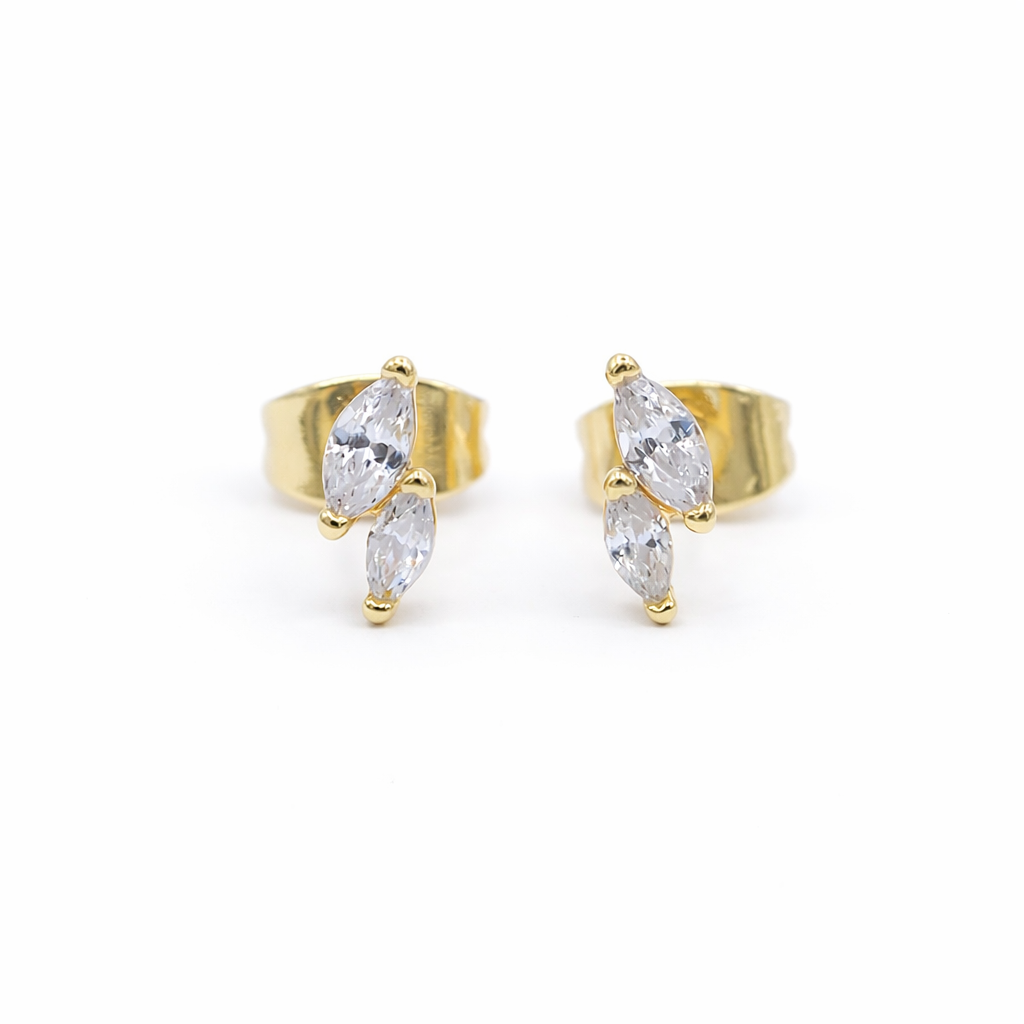 14K Double Marquise Studs