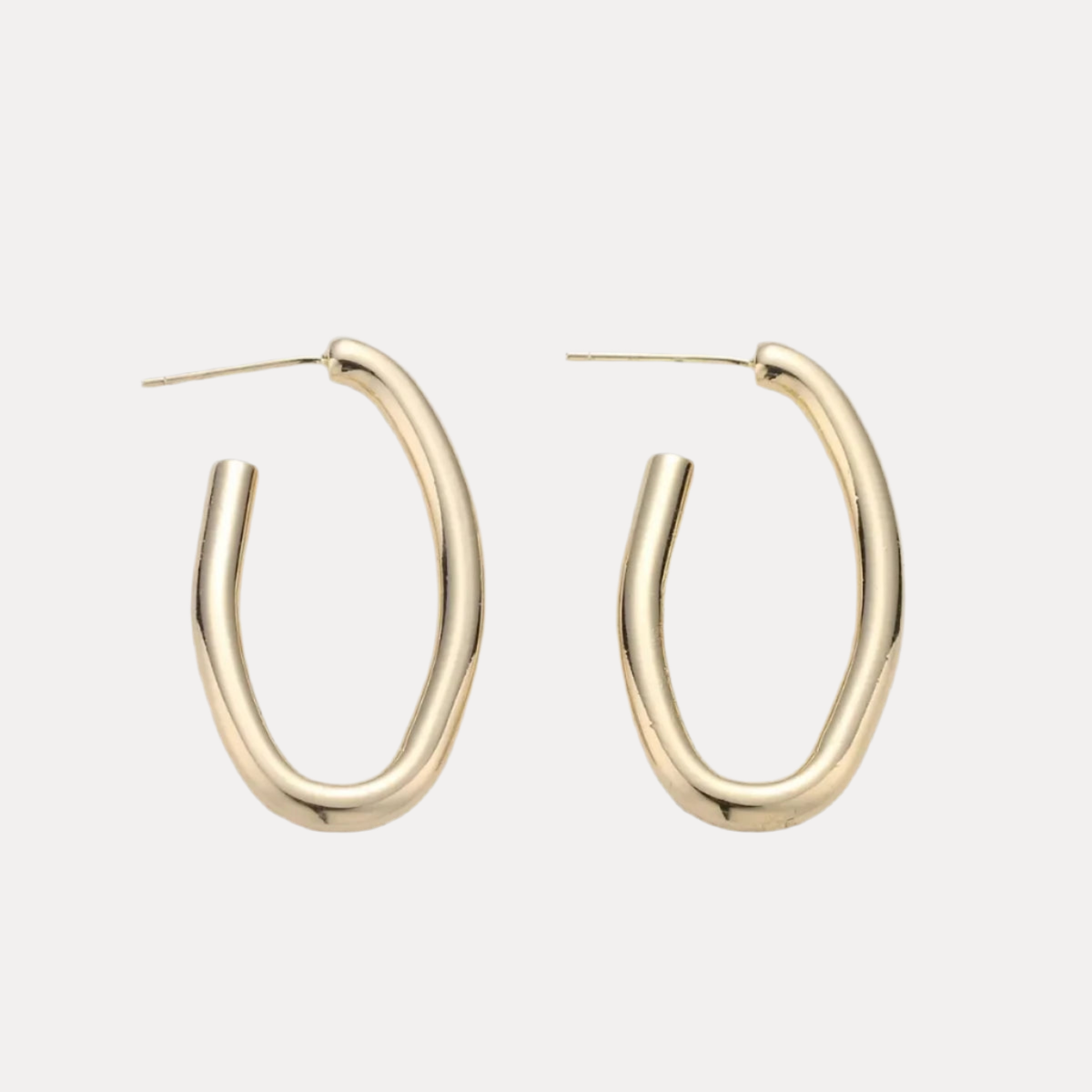 Oblong J-Shaped Hoops in 16K Gold-Filled