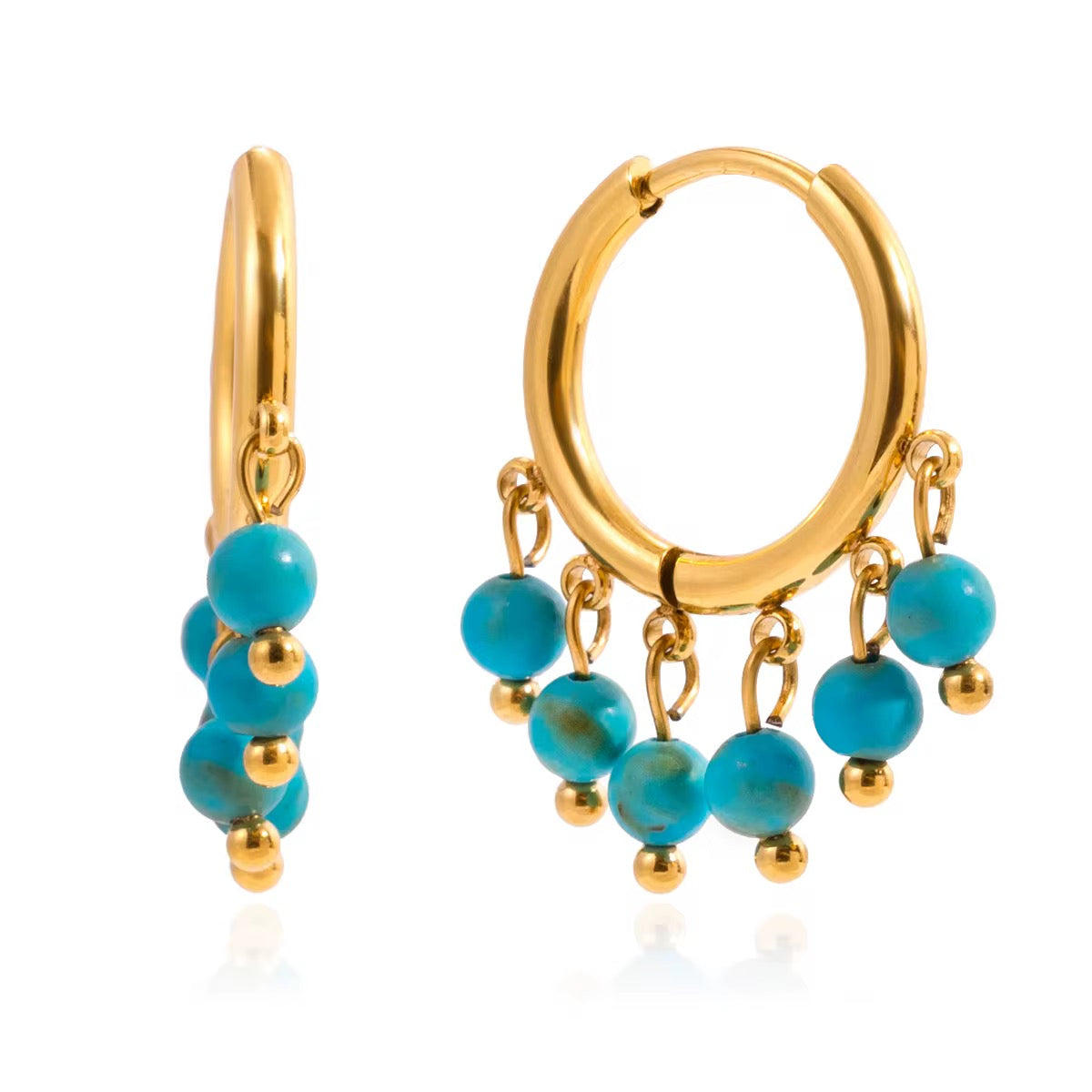 18K Turquoise Charm Huggies